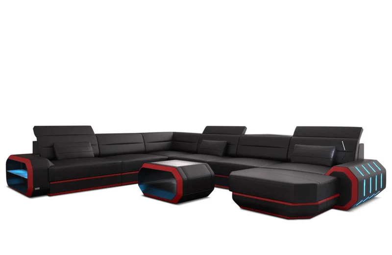 XL Wohnlandschaft Roma U-Form in Leder