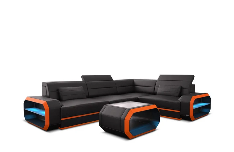 Couch Verona L-Form in Leder
