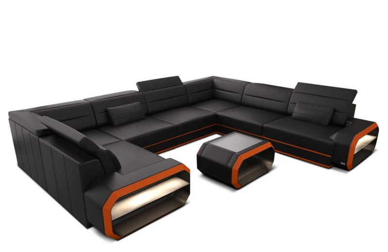 Wohnlandschaft Verona U-Form aus Leder