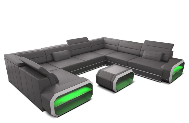Wohnlandschaft Verona U-Form aus Leder