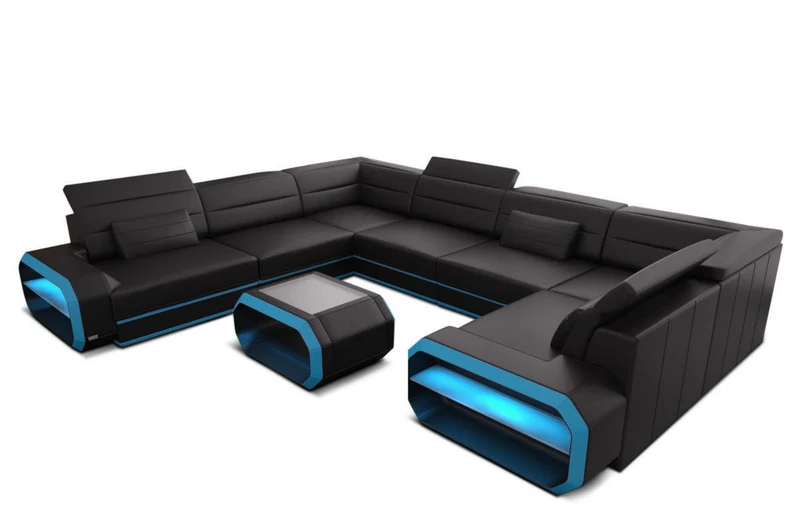 Wohnlandschaft Verona U-Form aus Leder