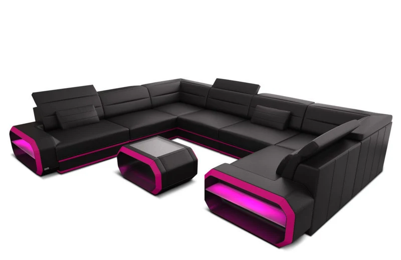 Wohnlandschaft Verona U-Form aus Leder