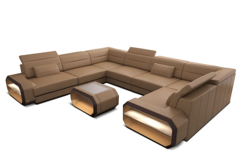 Wohnlandschaft Verona U-Form aus Leder