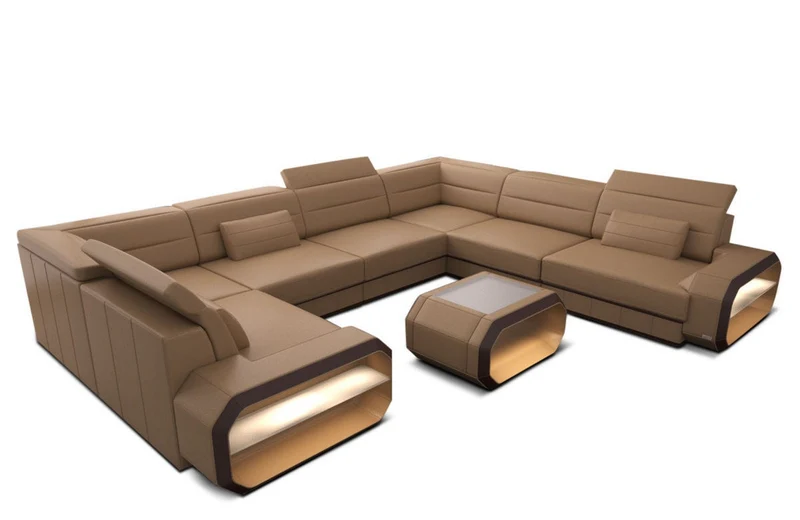 Wohnlandschaft Verona U-Form aus Leder