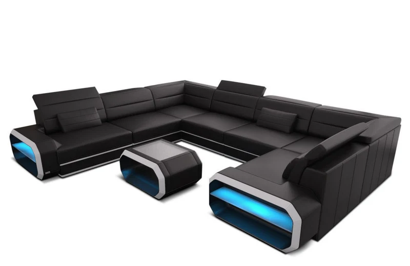 Wohnlandschaft Verona U-Form aus Leder