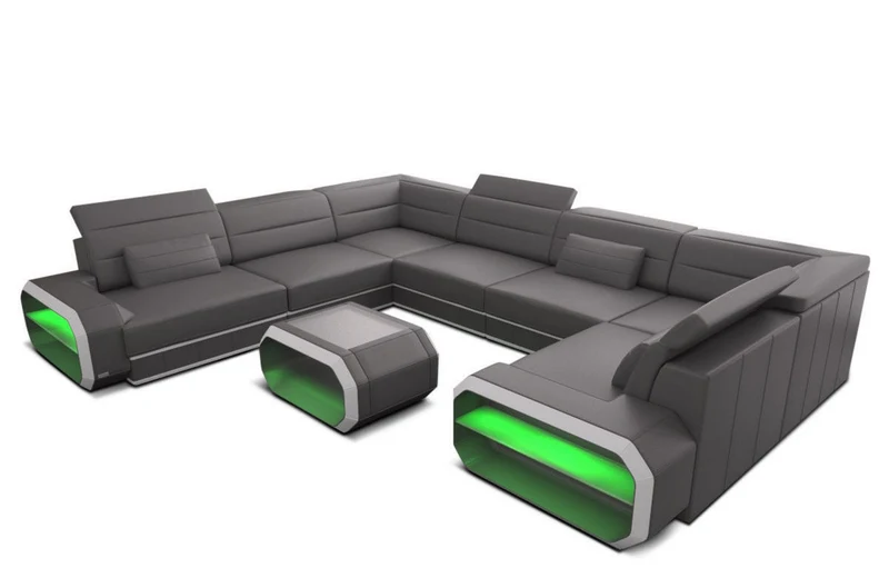 Wohnlandschaft Verona U-Form aus Leder