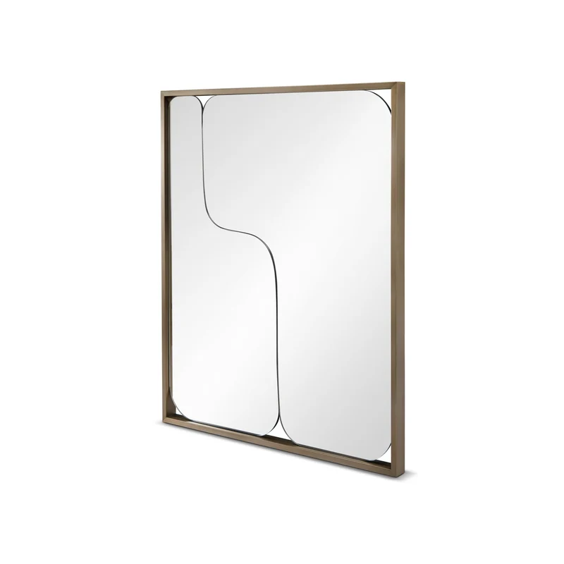 Casa Padrino Luxus Wandspiegel Schwarz / Bronze 100 x 120 x H. 5 cm - Wandspiegel mit Edelstahl - Moderne Wohnzimmer Möbel - Luxus Qualität