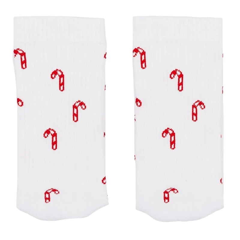 Eulenschnitt Socken weiß Zuckerstangen 43-46