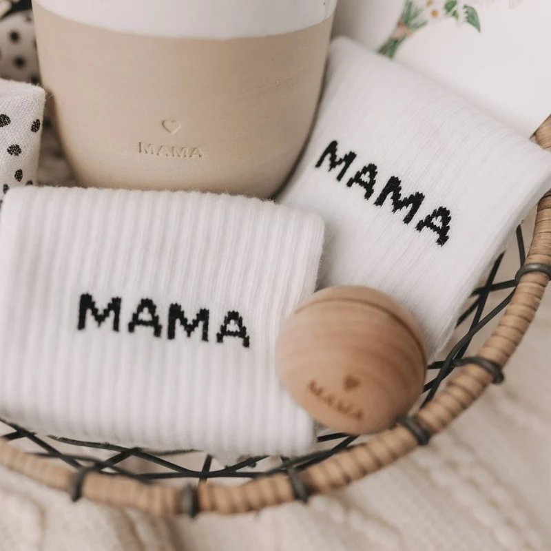 Eulenschnitt Socken weiß Mama 43-46