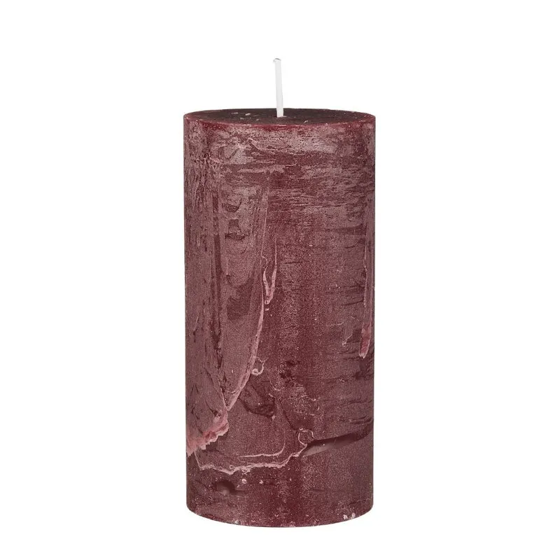 Ib Laursen Stumpenkerze rustikal rot 14 cm