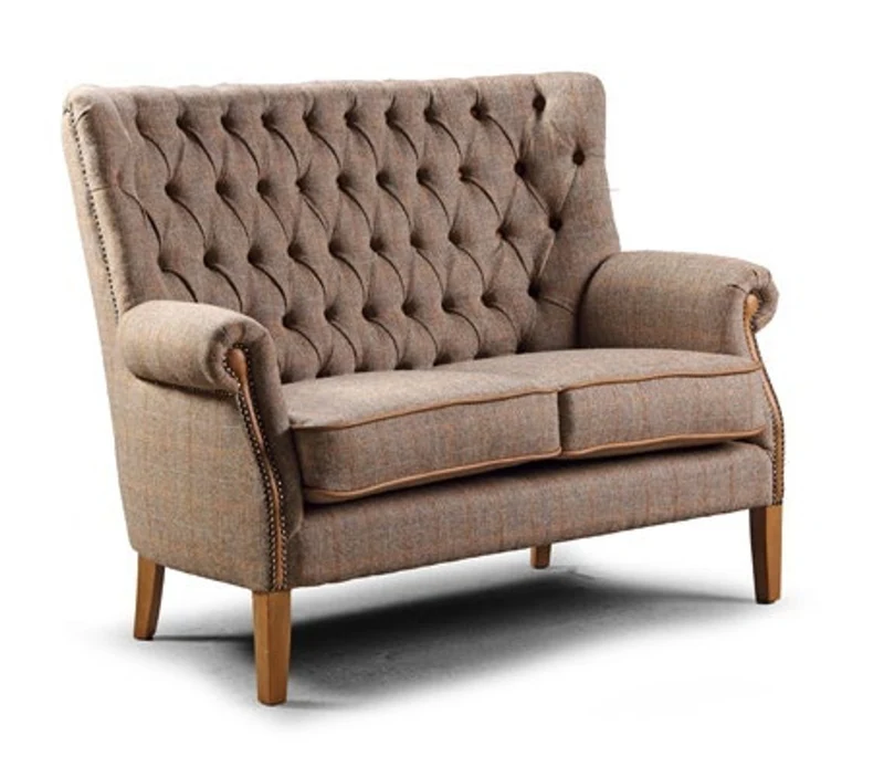 Casa Padrino Luxus Chesterfield 2er Sofa Haxey 140 x 80 x H. 102 cm - Elegantes Wohnzimmer 2er Sofa mit Echtleder - Chesterfield Wohnzimmer Möbel