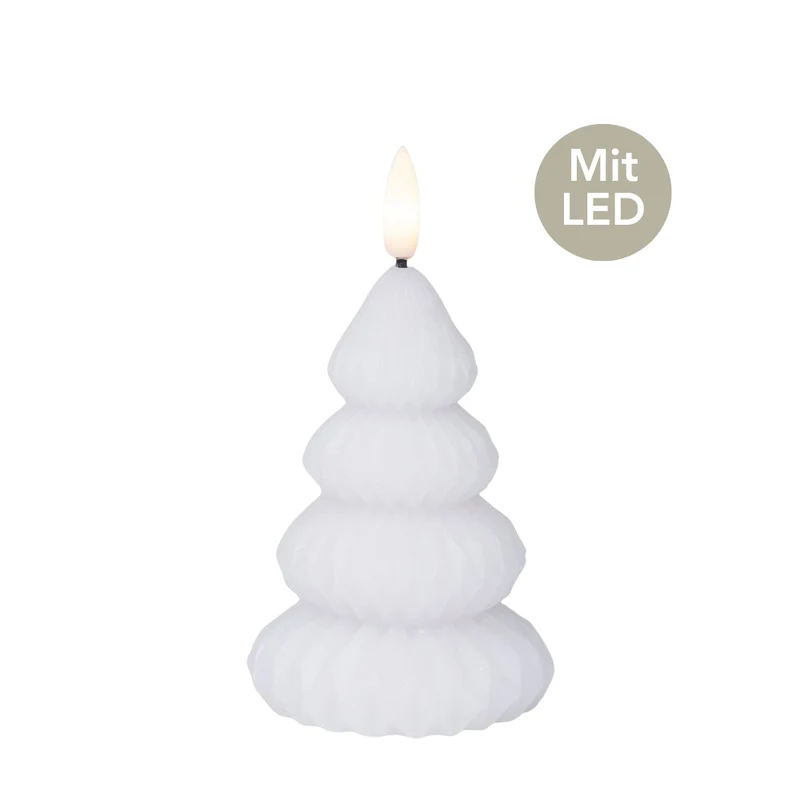 LED Kerze Tannenbaum H 10,5 cm weiß