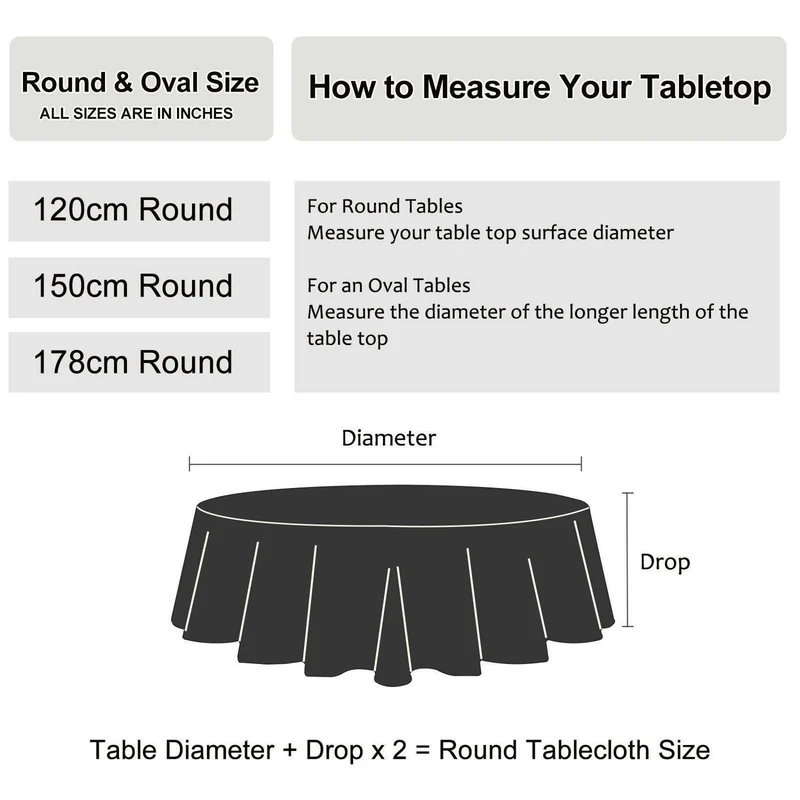 Runde Tischdecke 150 cm – Weiß, Knitterfrei & Wasserabweisend
