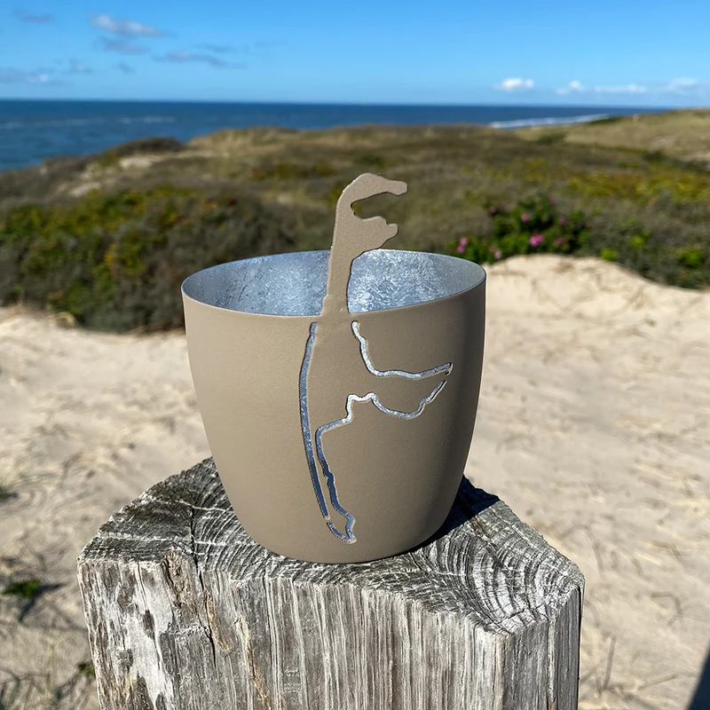 Windlicht im exklusiven Sylt Design Insel Beige Mittel