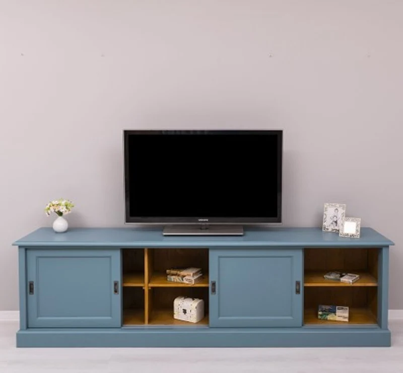 Casa Padrino TV Schrank im Landhausstil mit 4 Schiebetüren, 246 x 46 x 70 cm