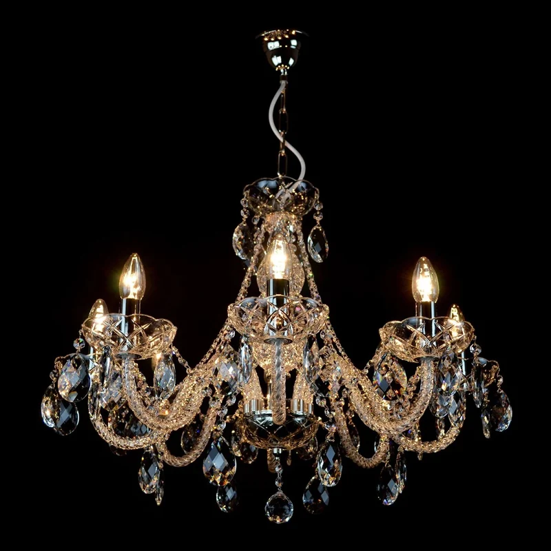 Casa Padrino Luxus Barock Kristall Kronleuchter Silber Ø 65 x H. 50 cm - Prunkvolle Messing Kronleuchter mit böhmischem Kristallglas - Barock Möbel - Edel & Prunkvoll