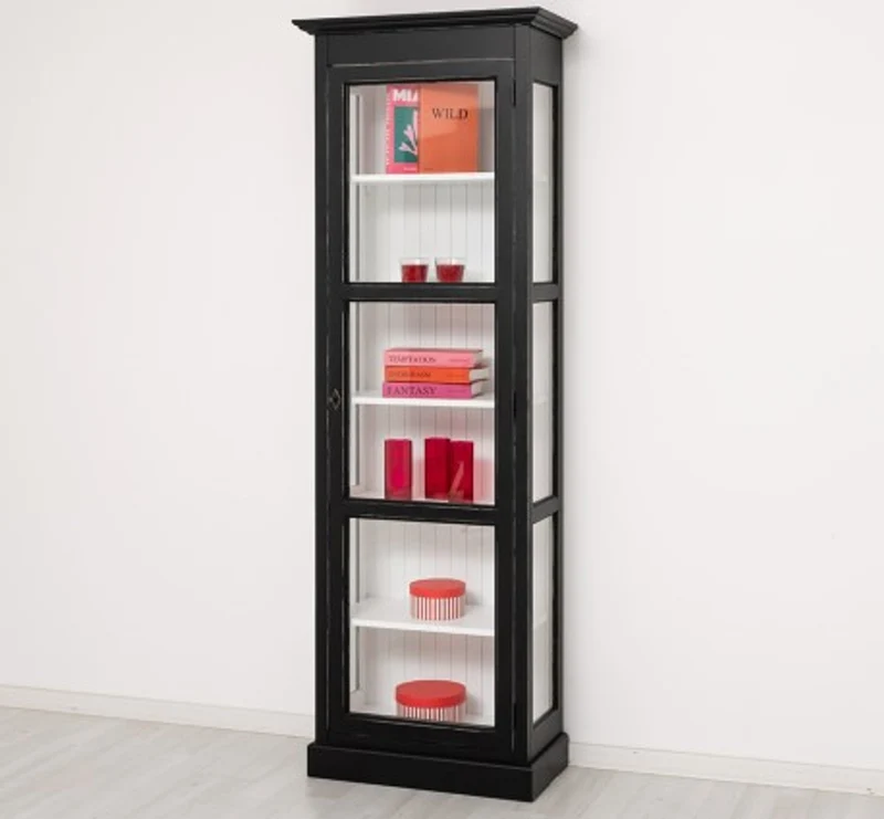 Casa Padrino Vitrine im Landhausstil mit 1 Glastür, 75 x 40 x 220 cm