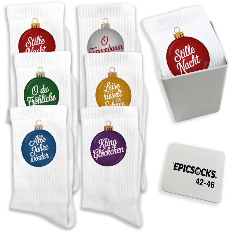epicsocks Weihnachtsklänge Socken in 37-41 im 6er Set in Geschenkdose im 6er Set in Geschenkbox