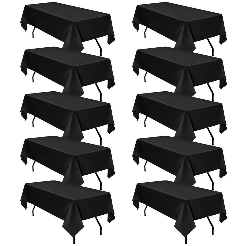 Schwarze Tischdecken 10er-Pack – 2,4m Rechteckig für Party & Hochzeit