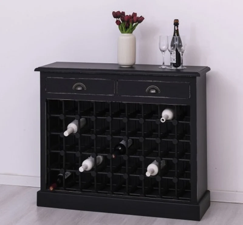 Casa Padrino Weinregal im Landhausstil mit 2 Schubladen, 110 x 34 x 90 cm