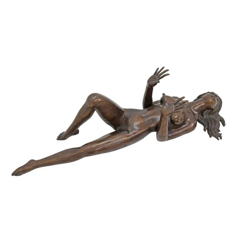 Casa Padrino Luxus Bronze Tischgestell Frauenakt Bronze / Braun 140 x 40 x H. 35 cm - Tischfuß für Glasplatten - Deko Objekt