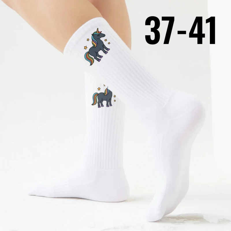epicsocks Unicorn Dreams Schwarzes Einhorn Socken in 37-41 im Paar