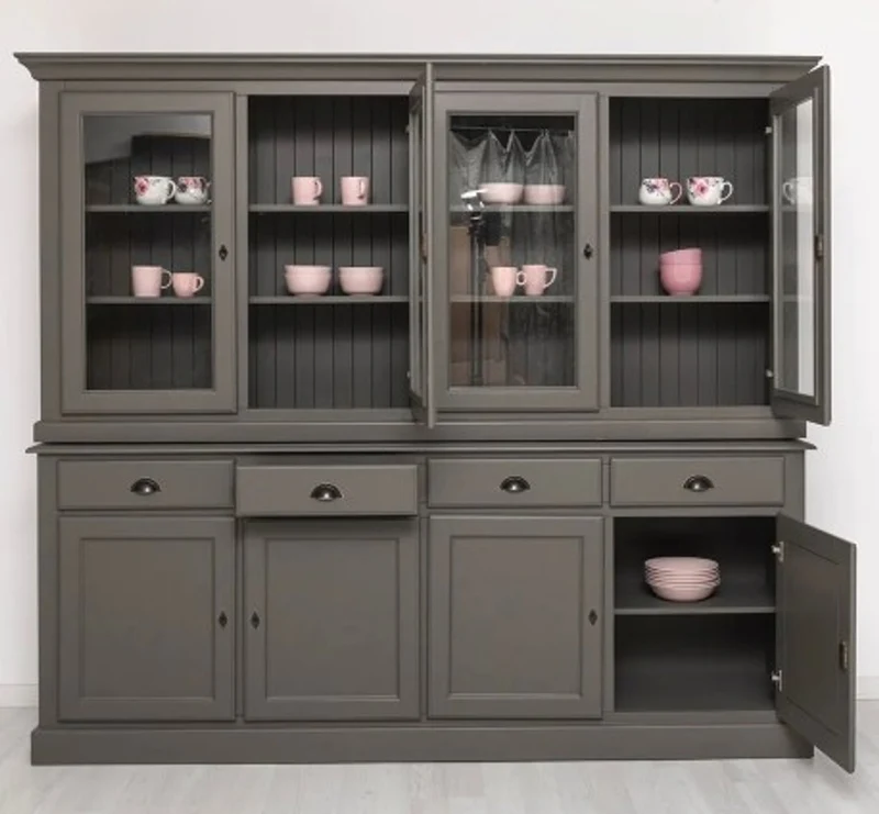 Casa Padrino Vitrine im Landhausstil mit 4 Türen und 4 Schubladen, 230 x 45 x 200 cm