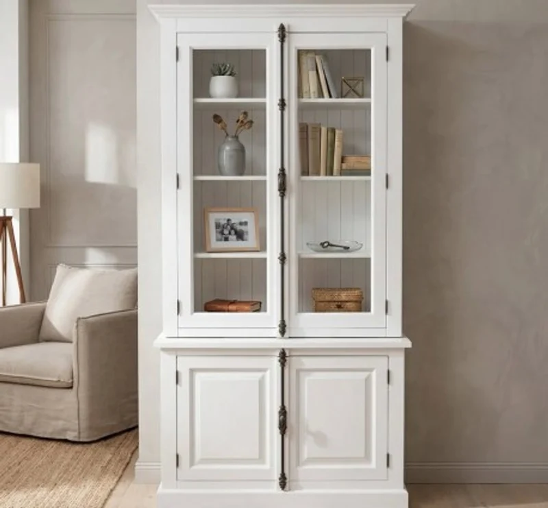 Casa Padrino Sideboard im Landhausstil mit 2 Glastüren, 120 x 50 x 228 cm