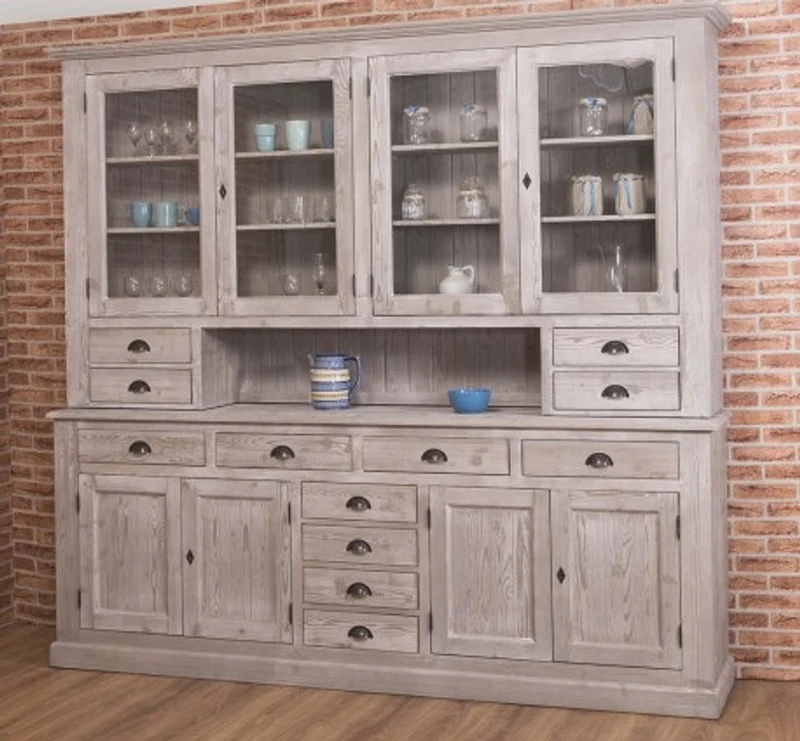 Casa Padrino Sideboard im Landhausstil mit 4 Glastüren und 8 Schubladen, 245 x 47 x 225 cm
