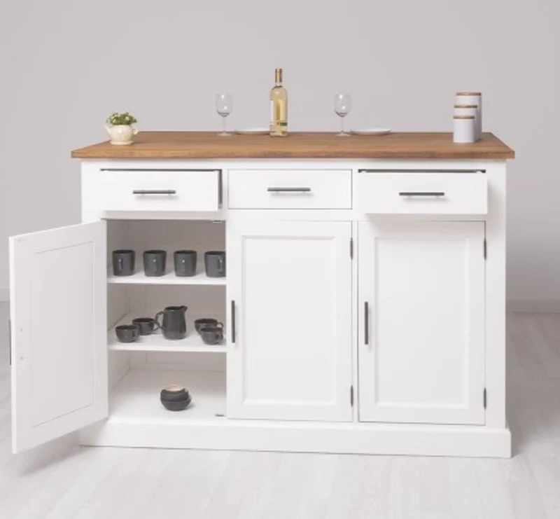Casa Padrino Küchenschrank im Landhausstil mit Eichenholzplatte, 160 x 110 x 110 cm