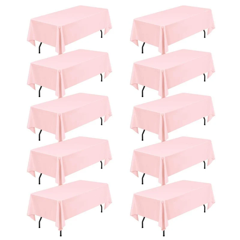 Rosa Tischdecke 10er-Pack – Rechteckig 1,8m – Fleckenresistent