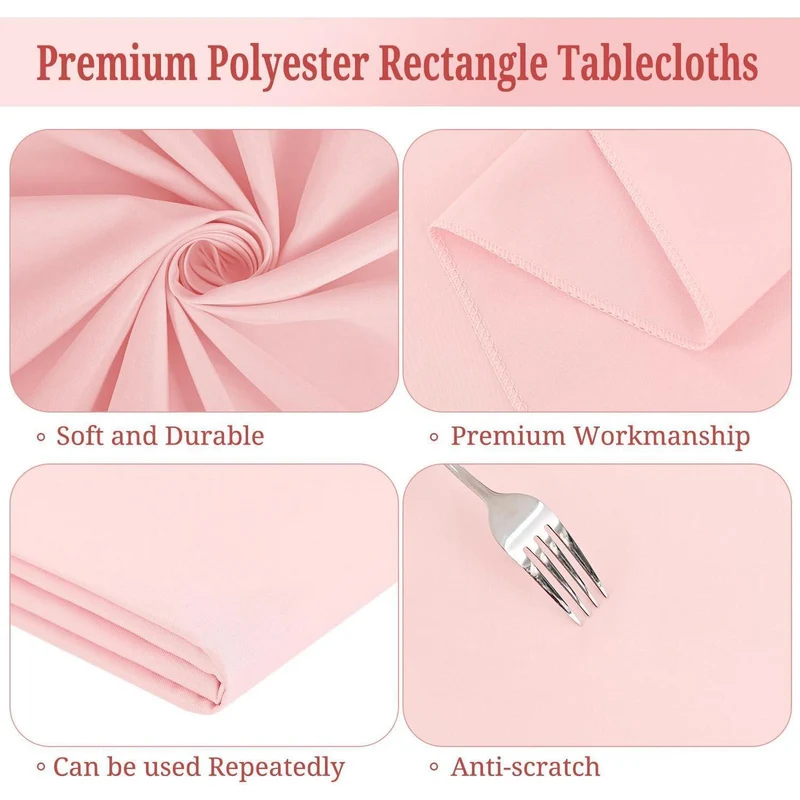 Rosa Tischdecke 10er-Pack – Rechteckig 1,8m – Fleckenresistent