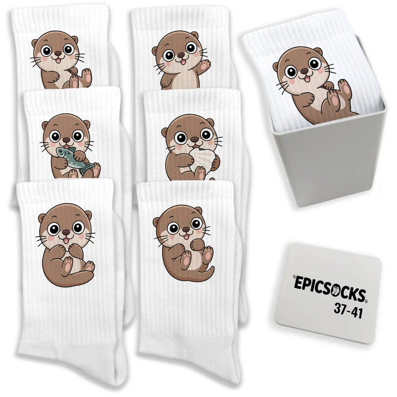 epicsocks Otterglück Socken in 37-41 im 6er Set in Geschenkdose im 6er Set in Geschenkbox