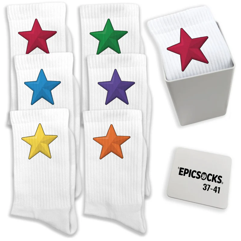 epicsocks Star Parade Socken in 37-41 im 6er Set in Geschenkdose im 6er Set in Geschenkbox
