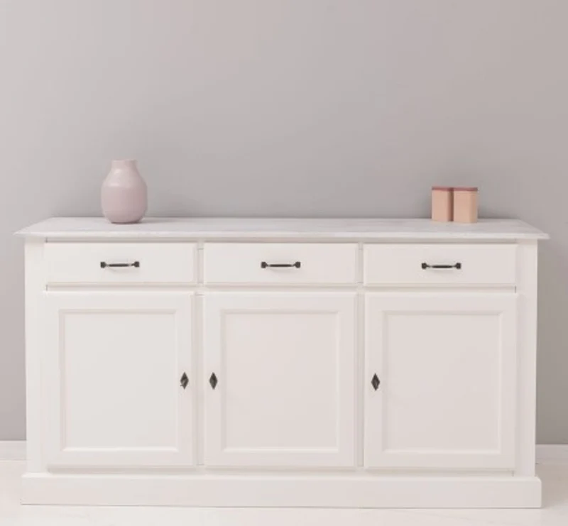 Casa Padrino Sideboard im Landhausstil mit 3 Türen, 3 Schubladen und Eichenholzplatte, 172 x 45 x 90 cm
