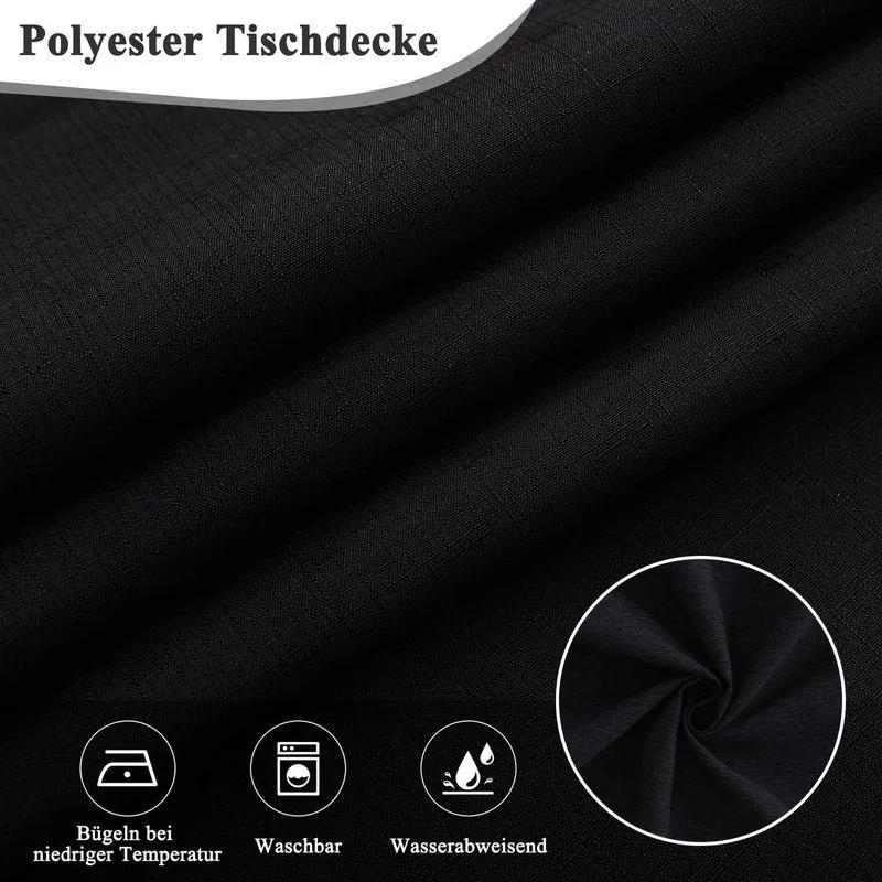 Tischdecke Schwarz 140x240cm Leinenoptik | Abwaschbar & Kratzfest