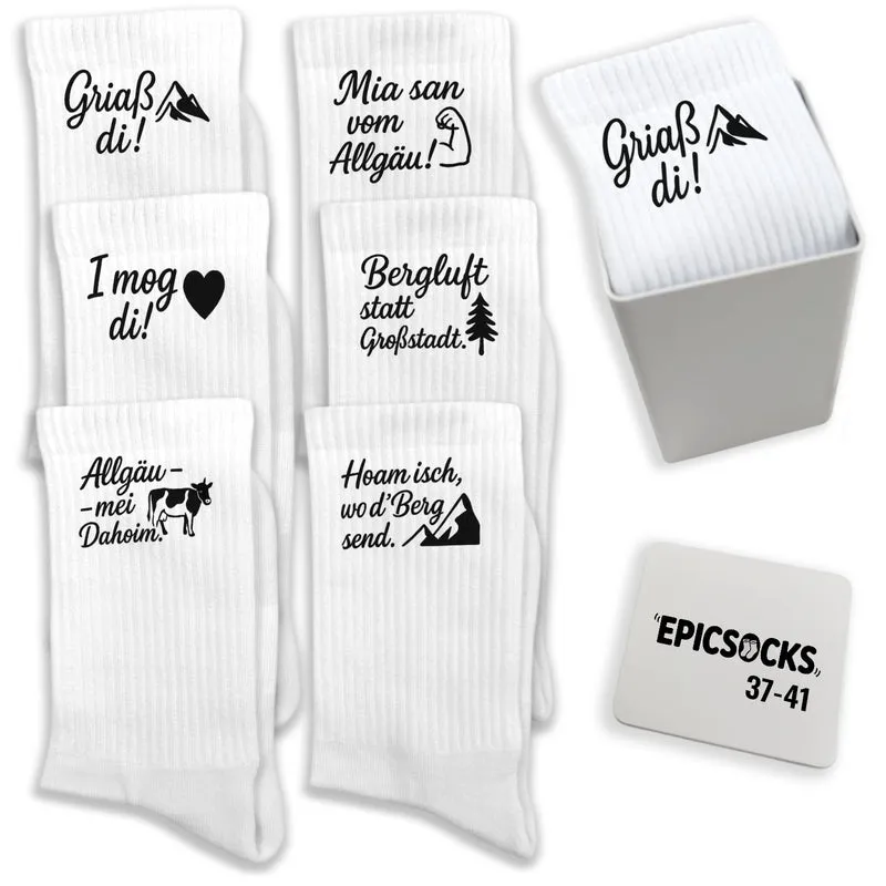 epicsocks Alpine Love Socken in 37-41 im 6er Set in Geschenkdose im 6er Set in Geschenkbox