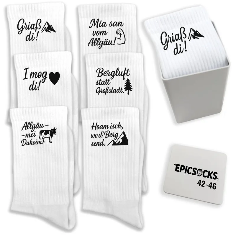 epicsocks Alpine Love Socken in 37-41 im 6er Set in Geschenkdose im 6er Set in Geschenkbox