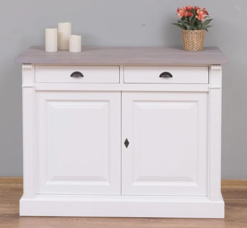 Casa Padrino Sideboard im Landhausstil mit 2 Türen, 2 Schubladen und Eichenholzplatte, 116 x 51 x 90 cm
