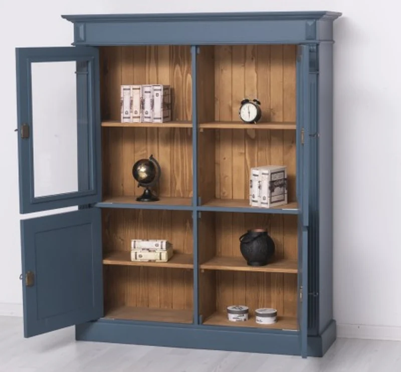 Casa Padrino Kleiderschrank im Landhausstil mit 2 Glastüren, 130 x 39 x 160 cm