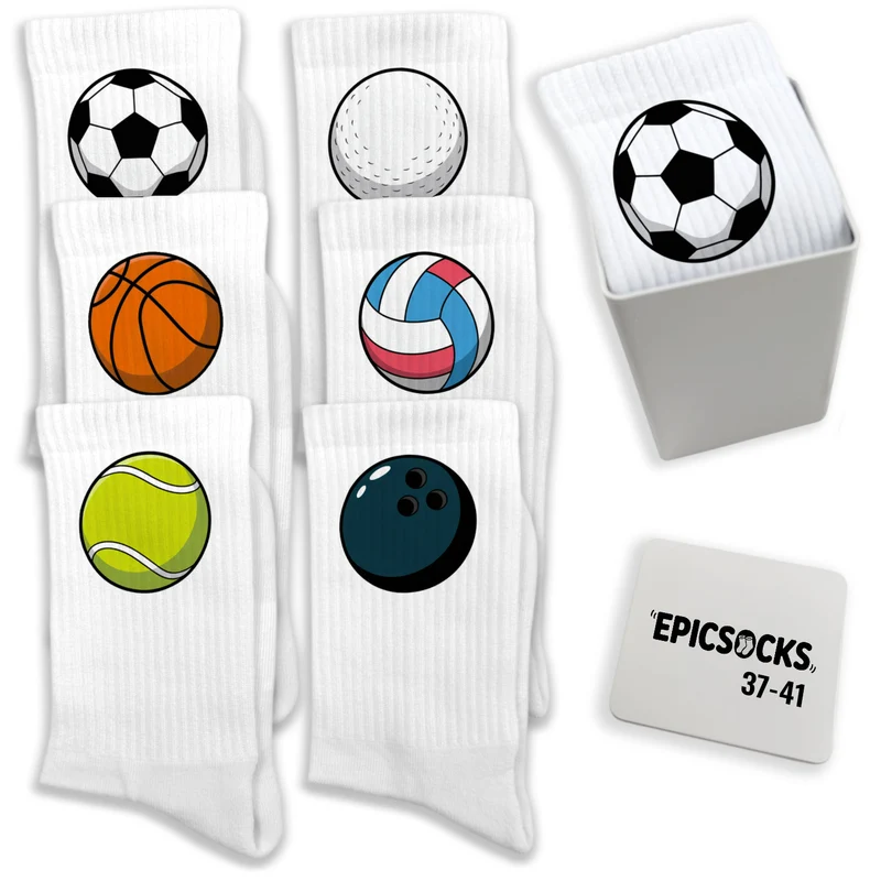 epicsocks BallFreunde Socken in 37-41 im 6er Set in Geschenkdose im 6er Set in Geschenkbox