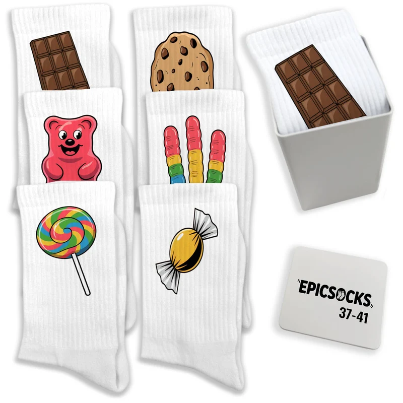 epicsocks Candy Delight Socken in 37-41 im 6er Set in Geschenkdose im 6er Set in Geschenkbox