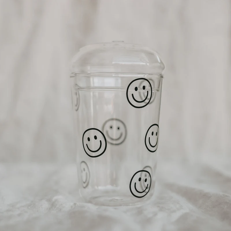 Eulenschnitt Trinkglas Smileys schwarz