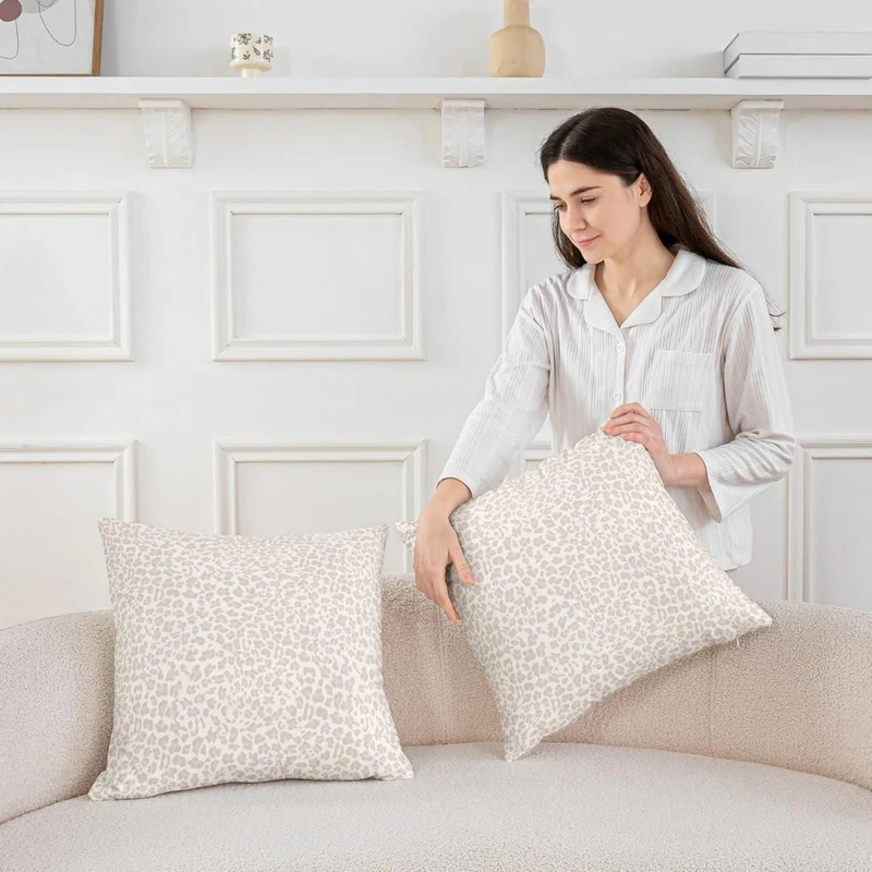 Abstrakt Leopard Kissenbezug 50x50 cm - 2er Set, Beige