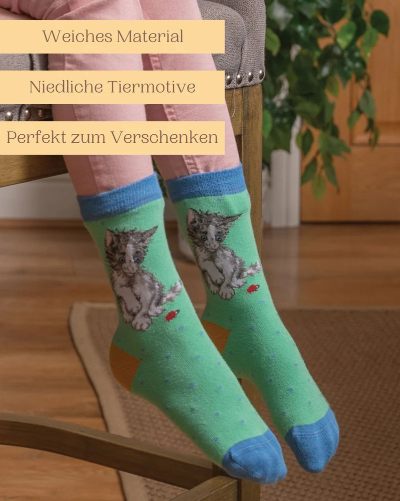 Katzen Kindersocken von Wrendale Designs