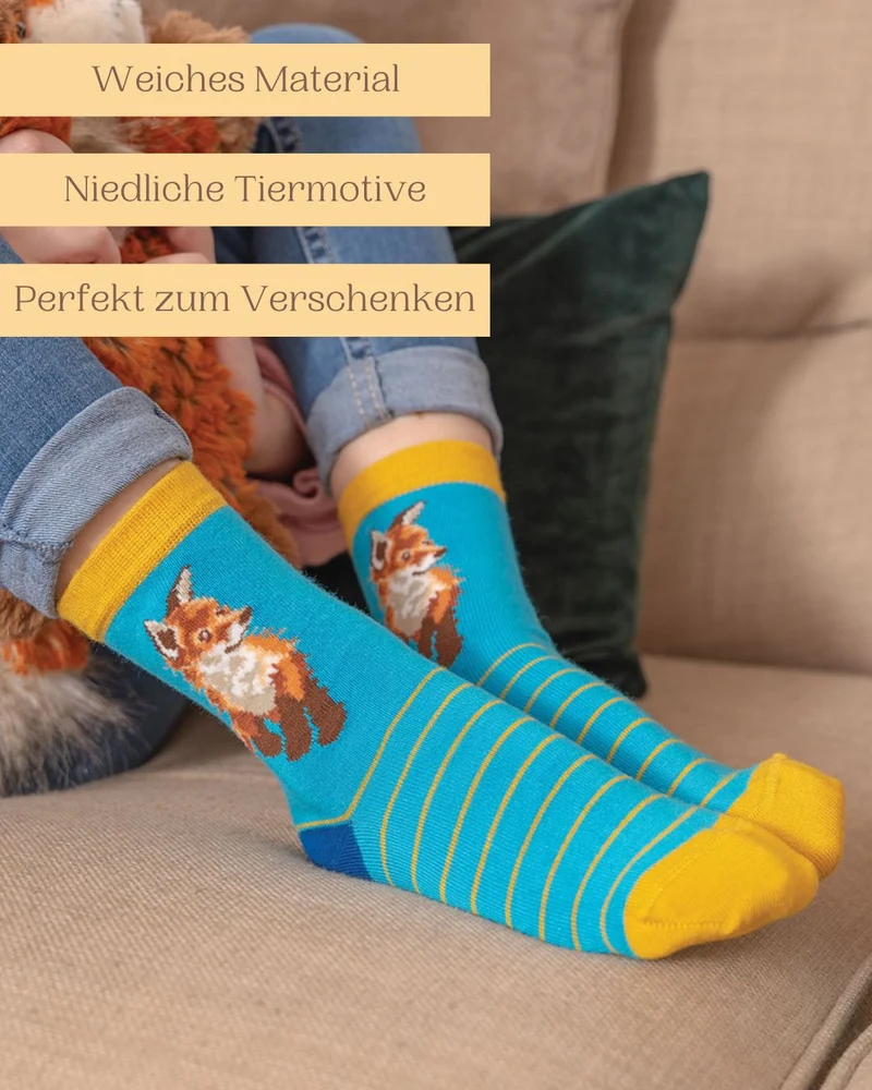 Fuchs Kindersocken von Wrendale Designs
