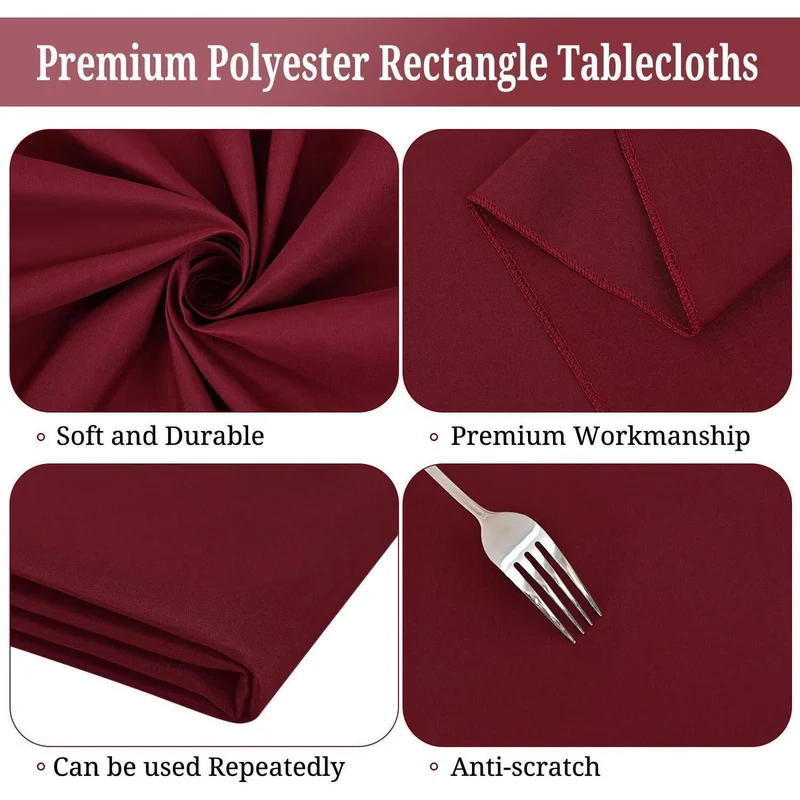 Bordeaux Tischdecke Rechteckig 152x259 cm - 10er Set