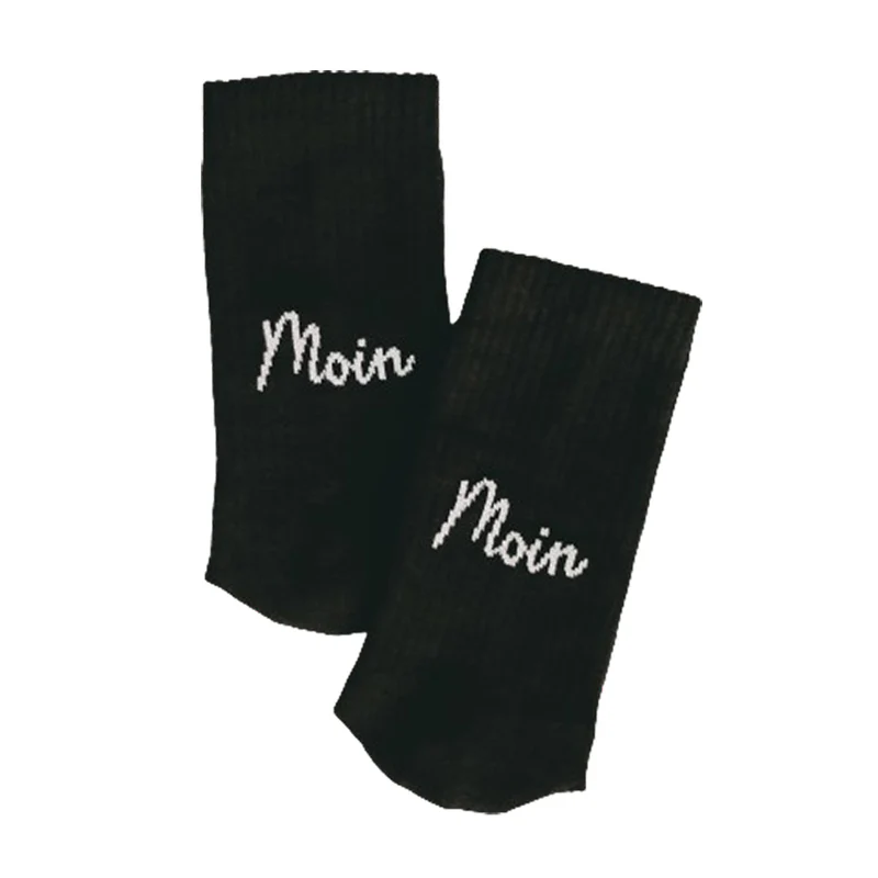 Eulenschnitt Socken Moin Moin Schwarz Größe 35-38