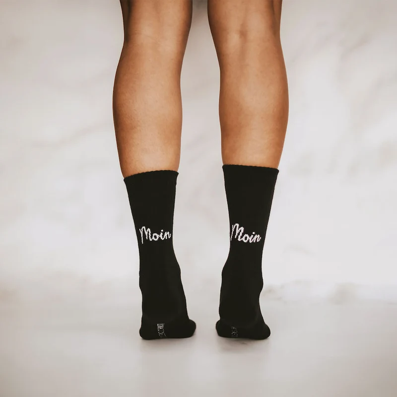 Eulenschnitt Socken Moin Moin Schwarz Größe 35-38