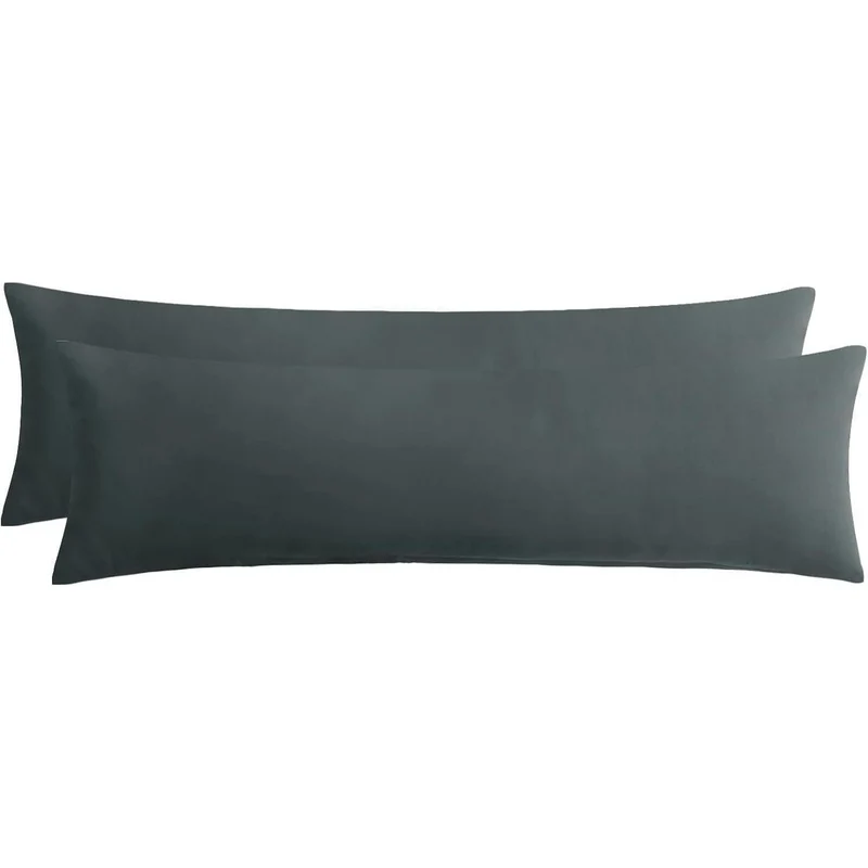 2er Set Kissenbezüge 40x145 Anthrazit Mikrofaser mit Reißverschluss